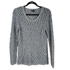 Eileen Fisher Womens Pullover Tunic Sweater SZ Medium Crochet Long Sleeve Cable